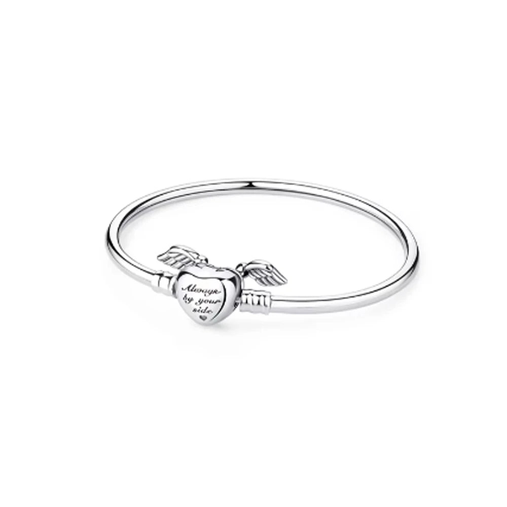 For Women 925 Sterling Silver Moments Heart Closure Bracelet Classic Snake Chain Jewelry Gift Fit Original Charm DIY