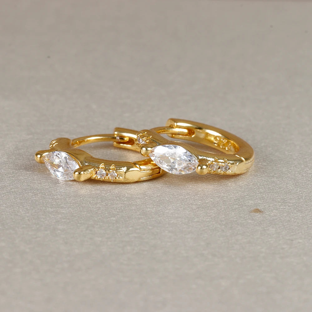 2023 Simple Stainless Steel Round Hoop Earring Colourful Zircon