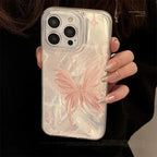 Pink Butterfly Laser Case for iPhone 16 15 14 13 12 11 Pro Max Plus XR XS
