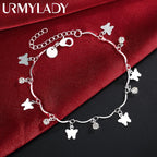 Zircon Butterfly Chain Bracelet 925 Sterling Silver Elegant Wedding Jewellery