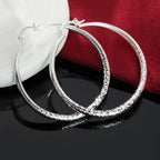925 Sterling Silver 5cm Circle Hoop Earrings Women Fashion Wedding Holiday