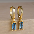 Exquisite Green Zircon Flower Hoop Earrings 18K Gold Plated Steel