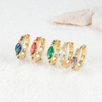 2023 Simple Stainless Steel Round Hoop Earring Colourful Zircon