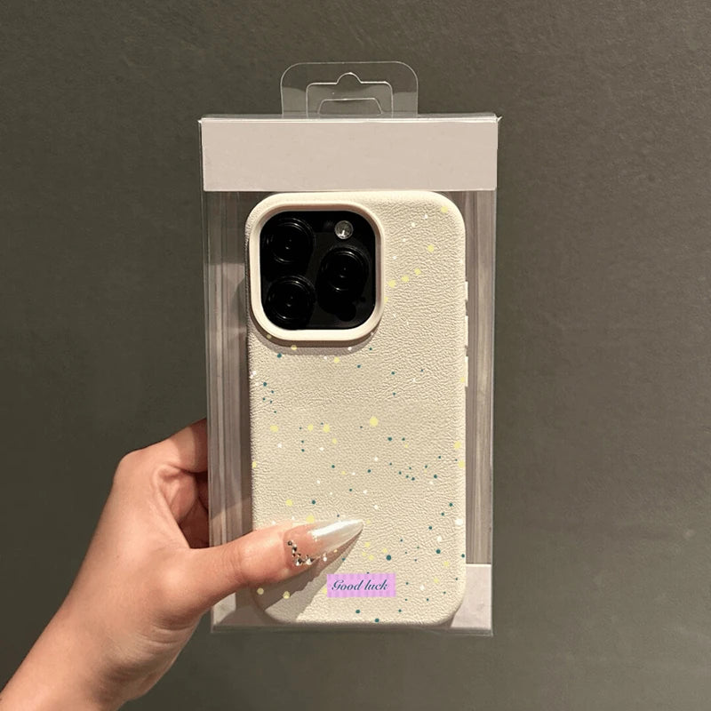 Wave Point Lychee Pattern Case for iPhone 16 15 14 13 12 Pro Max