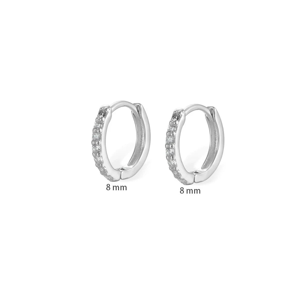 8mm Stainless Steel Minimal Hoop Earrings Zirconia Helix Tragus