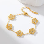 Flower Clover Zircon Stainless Steel Bracelet 2025 Trendy Wrist Chain