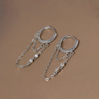 Fashion Stainless Steel Zircon Chain Hoop Earrings Helix Tragus