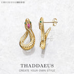 Gold Snake Hinged Hoop Earrings 925 Sterling Silver Bohemia Seduction