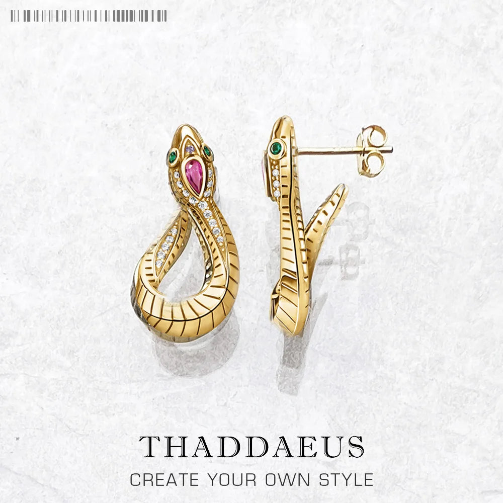 Gold Snake Hinged Hoop Earrings 925 Sterling Silver Bohemia Seduction