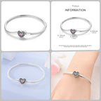 925 Silver 17-20CM Heart Pave Zirconia Original Bracelets Infinity Bracelet Fit DIY Charms Bead Birthday Jewelry Gifts Hot Sale