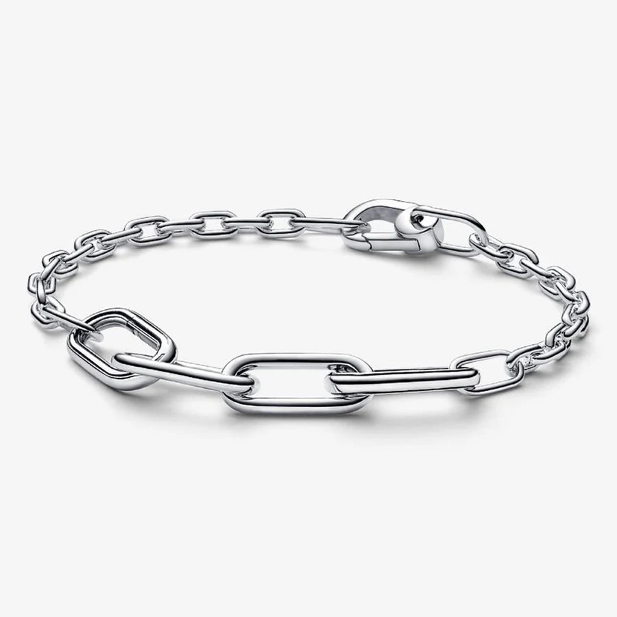 New 925 Silver Sparkling Heart to Heart Double Loop Leather Rope Weaving Bracelet Fashion DIY Charm Exquisite Jewelry Gift