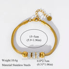 Heart Roman Numeral Zircon Bead Stainless Steel Snake Bone Bracelet
