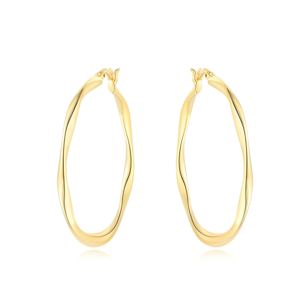925 Sterling Silver Simple Gold U-shaped Versatile Hoop Earrings Birthday Gift