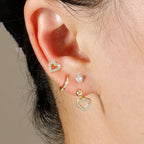 3pcs Stainless Steel Zircon Huggie Hoop Earrings Set Star Moon