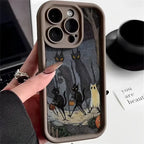 Ghost Cat Silicone Case for iPhone 16 15 14 13 12 11 Pro Max XR 7 8 Plus