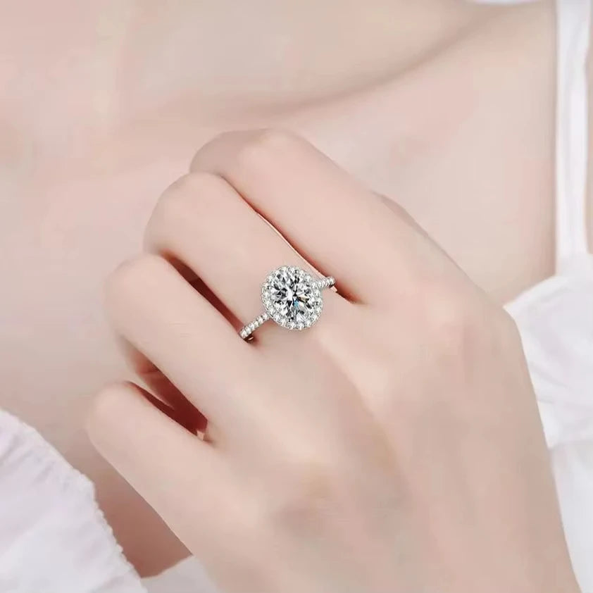 Oval Cut 1CT  D Color Moissanite Rings for Women Lab Diamond Wedding Promise Band S925 Sterling Silver fine Jewelry gift GRA