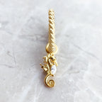 Seahorse Gold Creole Hinged Hoop Earrings Solid 925 Sterling Silver