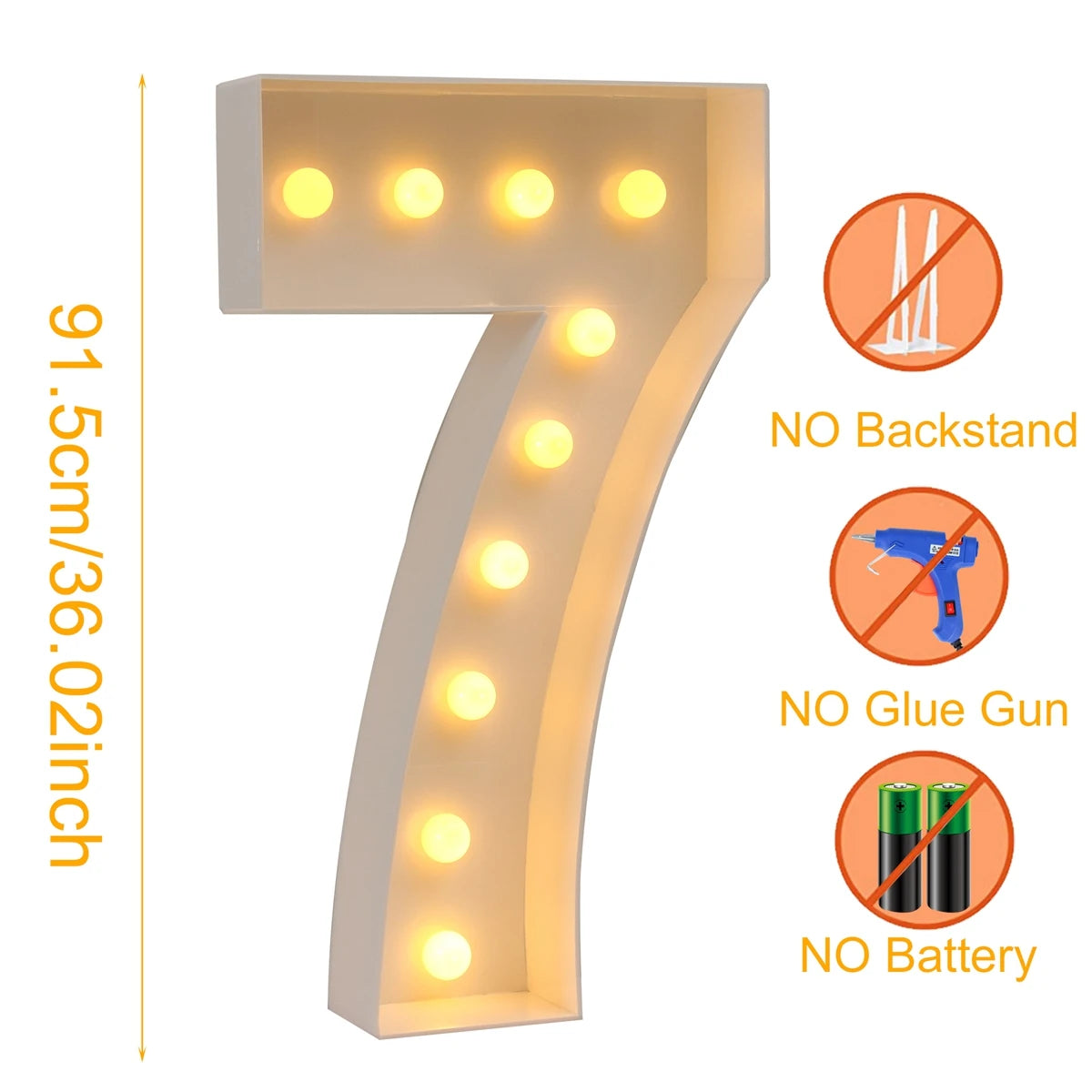 91.5cm Giant LED Light Birthday Number - 1st Birthday, Anniversary, Wedding Decor