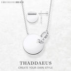 Together Forever Round Disc Necklace & Earring Set 925 Sterling Silver Gift