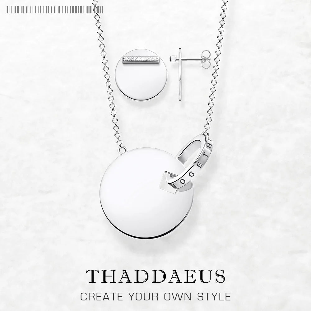 Together Forever Round Disc Necklace & Earring Set 925 Sterling Silver Gift