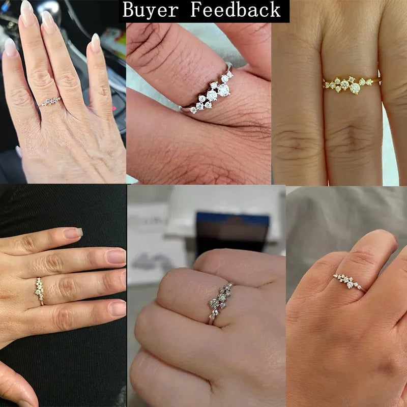 Lnngy 925 Sterling Silver Moissanite Ring Wedding Bands for Women Brilliant Lab Diamond Ring Bijoux Bague Fine Jewelry Gift