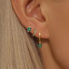3PCS Trendy Stainless Steel Flower Drop Earring Set Zirconia Dangle