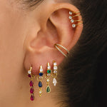 Korean Stainless Steel Multicolor Crystal Water Drop Dangle Earrings