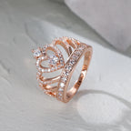 Classic Heart Crown Rings For Women Rose Gold Silver Color Inlay White Zircon Promise Engagement Wedding Bands Mothers Day Gifts