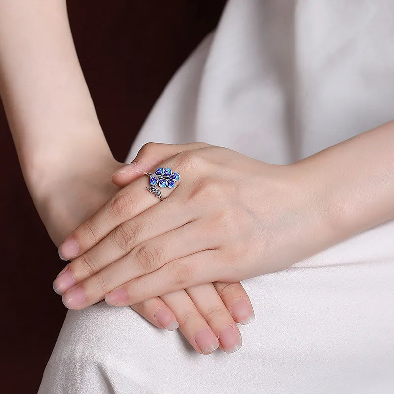 925 Sterling Silver Blue Peacock Wedding Ring Engagement Fine Jewellery Wholesale