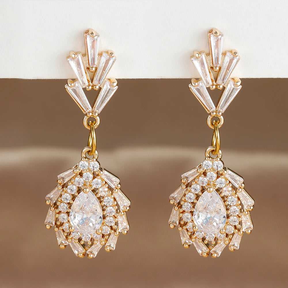 Vintage Crystal Zirconia Stainless Steel Earrings Star Pendant