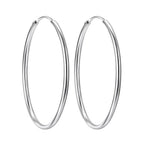 Genuine 925 Sterling Silver Round Hoop Earrings Women New Fashion Jewellery
