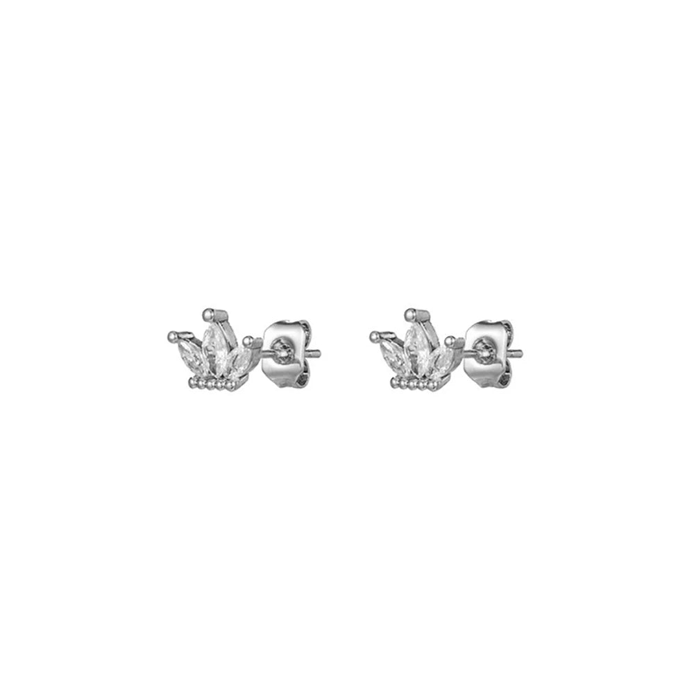 New Stainless Steel Zircon Star Cross Hoop Earring Gold y2k Crown
