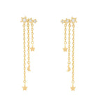 New Stainless Steel Cubic Zirconia Chain Hoop Earring Star Moon