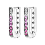 925 Sterling Silver Purple Inlaid Stone Versatile Hoop Earrings Birthday Gift