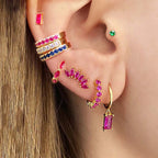 Fashion Multicolor CZ Zircon Small Hoop Earrings Geometry Circle