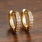 Simple Stainless Steel Huggie Small Hoop Earring 8mm Zirconia Piercing