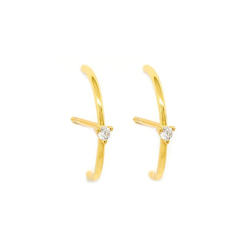 New Stainless Steel Cubic Zirconia Link Chain Ear Studs Triangle