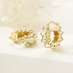925 Sterling Silver Elegant Golden French Organ Hoop Earrings Trendy Jewellery