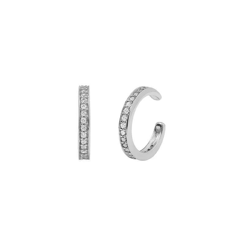 Fashion Stainless Steel Zirconia Chain Small Hoop Earrings Flower Pendant