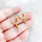 Seahorse Gold Creole Hinged Hoop Earrings Solid 925 Sterling Silver