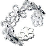 925 Sterling Silver Hollow Flower Adjustable Ring Engagement Ladies Vintage Luxury Jewellery