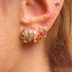 Fashion Multicolor CZ Zircon Small Hoop Earrings Geometry Circle