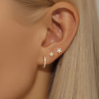 3PCS Trendy Double-layer Circle Cubic Zircon Star Hanging Earrings