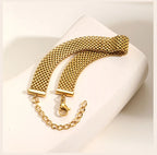 Women's Chunky Link Chain Mesh Bracelet, Stainless Steel Gold Plated Waterproof Jewelry
