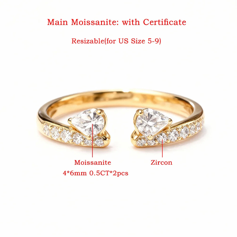 2ct Oval Moissanite Ring Set with Side Pear Diamond Stackable Wedding Band 925 Sterling Silver