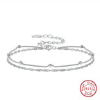 ORSA JEWELS 925 Sterling Silver Women's Bracelet Double Layer Water Ware with Satellite Chain Bracelet Elegance Jewelry SB131