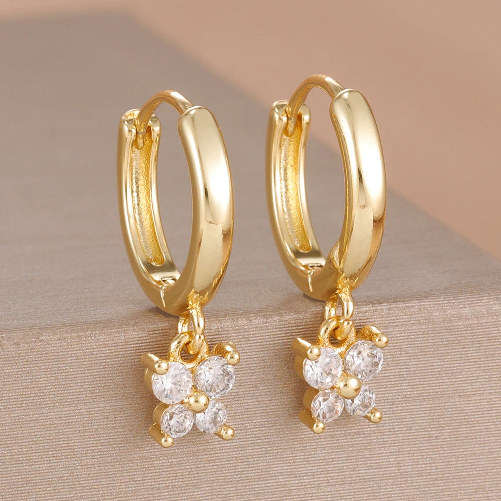 1 Pair Fashion Stainless Steel Zircon Butterfly Pendant Earrings Helix