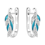 925 Sterling Silver Blue Zircon Starry Sky Hoop Earrings Trendy Jewellery