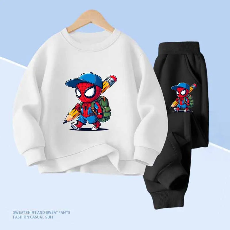 Spiderman Print Kids Hoodie & Pocket Long Pants 2pcs Sweatshirt Clothing Set