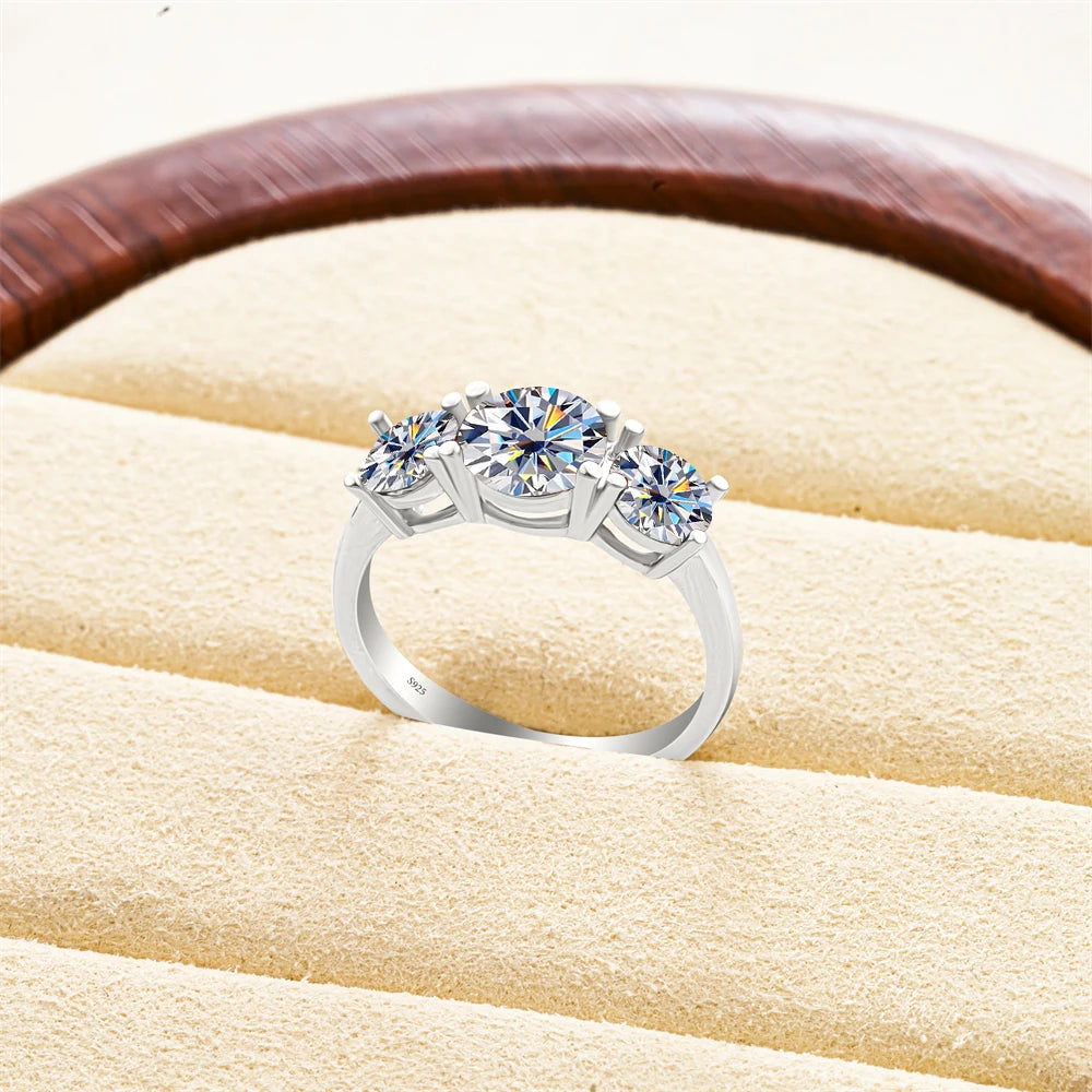 Total 4 carat moissanite ring D Color VVS1 EX Round Moissanite Ring 925 Sterling Silver Eternity Ring Women Engagement Wedding